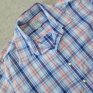 Jos A Bank Stays Cool Men XL Blue Red Plaid Short Sleeve Button Down Shirt